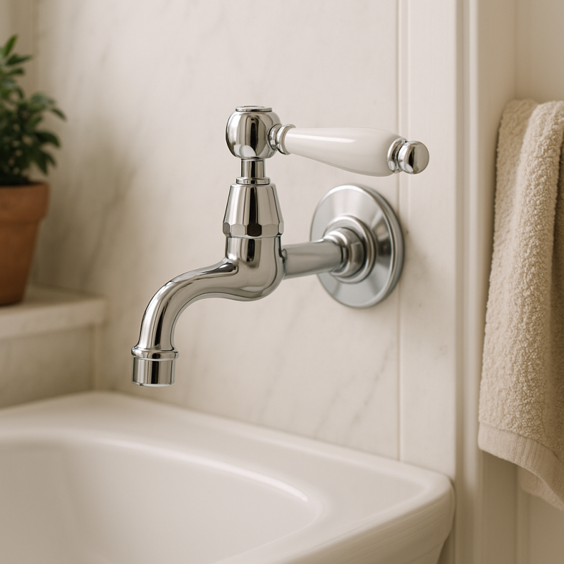 Grifo de lavabo PB classic mural con palanca blanca agua fría cromado 1208853472